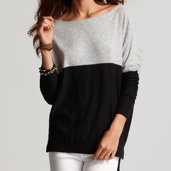 Vince Sweaters - Vince Black and Gray Color-block Sweater